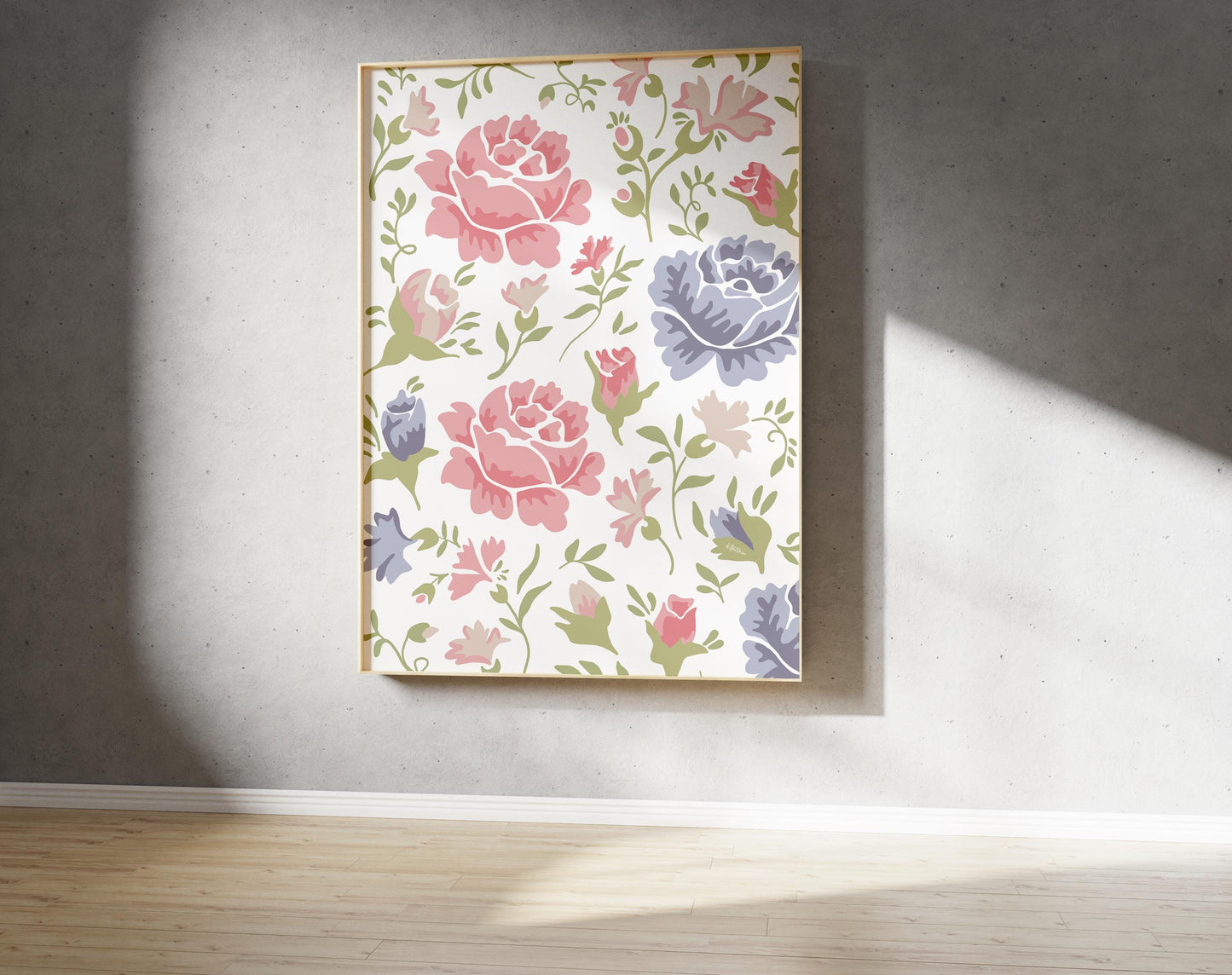 Vintage Floral Pattern Print – Flower Illustration Print  (Digital Download)