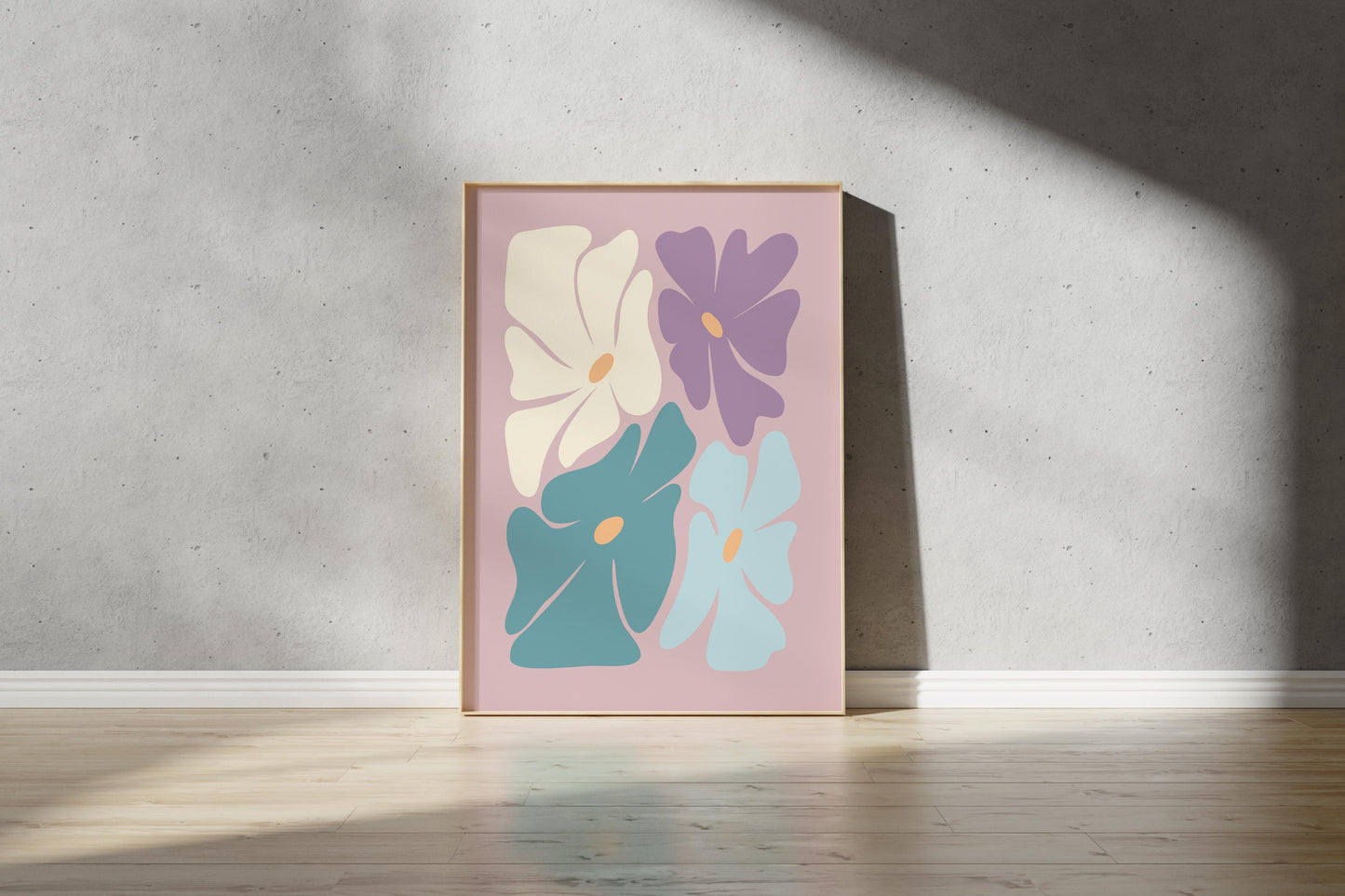 70s Style Flower Print – Abstract Floral Art (Digital Download)