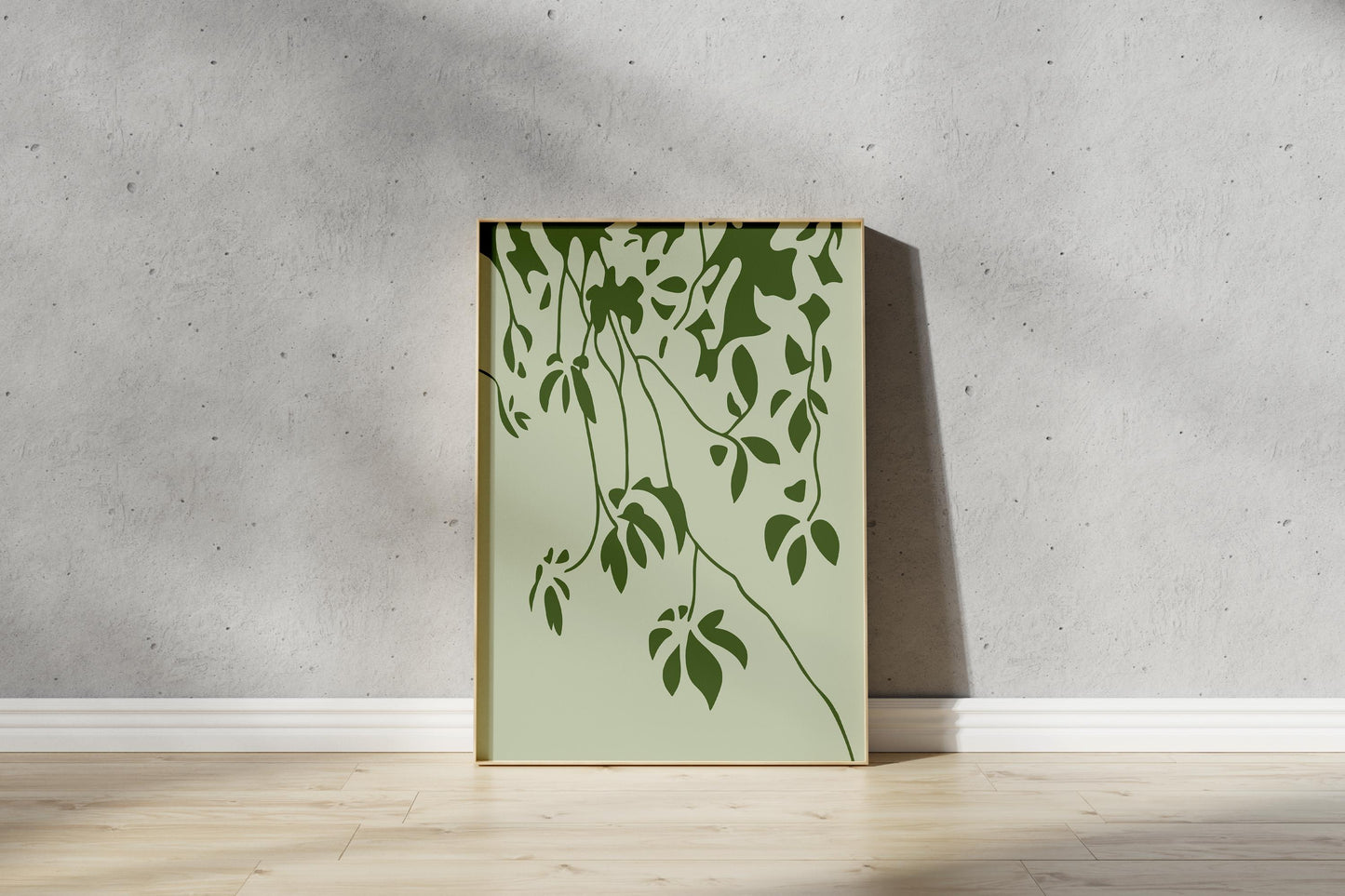 Abstract Shadow Print – Illustrative Tree Art in Green (Digital Download)