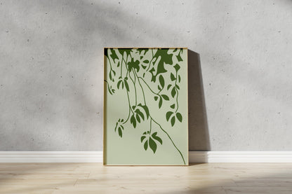 Abstract Shadow Print – Illustrative Tree Art in Green (Digital Download)
