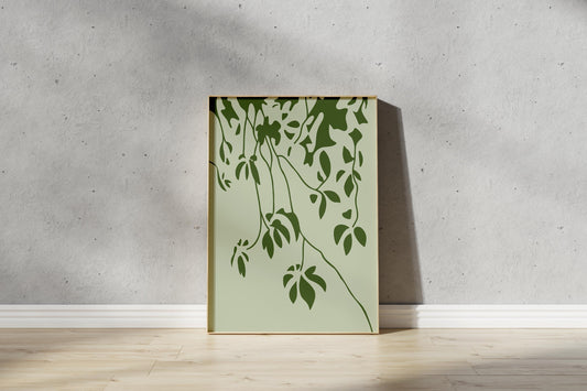 Abstract Shadow Print – Illustrative Tree Art in Green (Digital Download)
