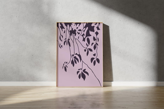 Abstract Shadow Print – Illustrative Tree Art in Purple (Digital Download)