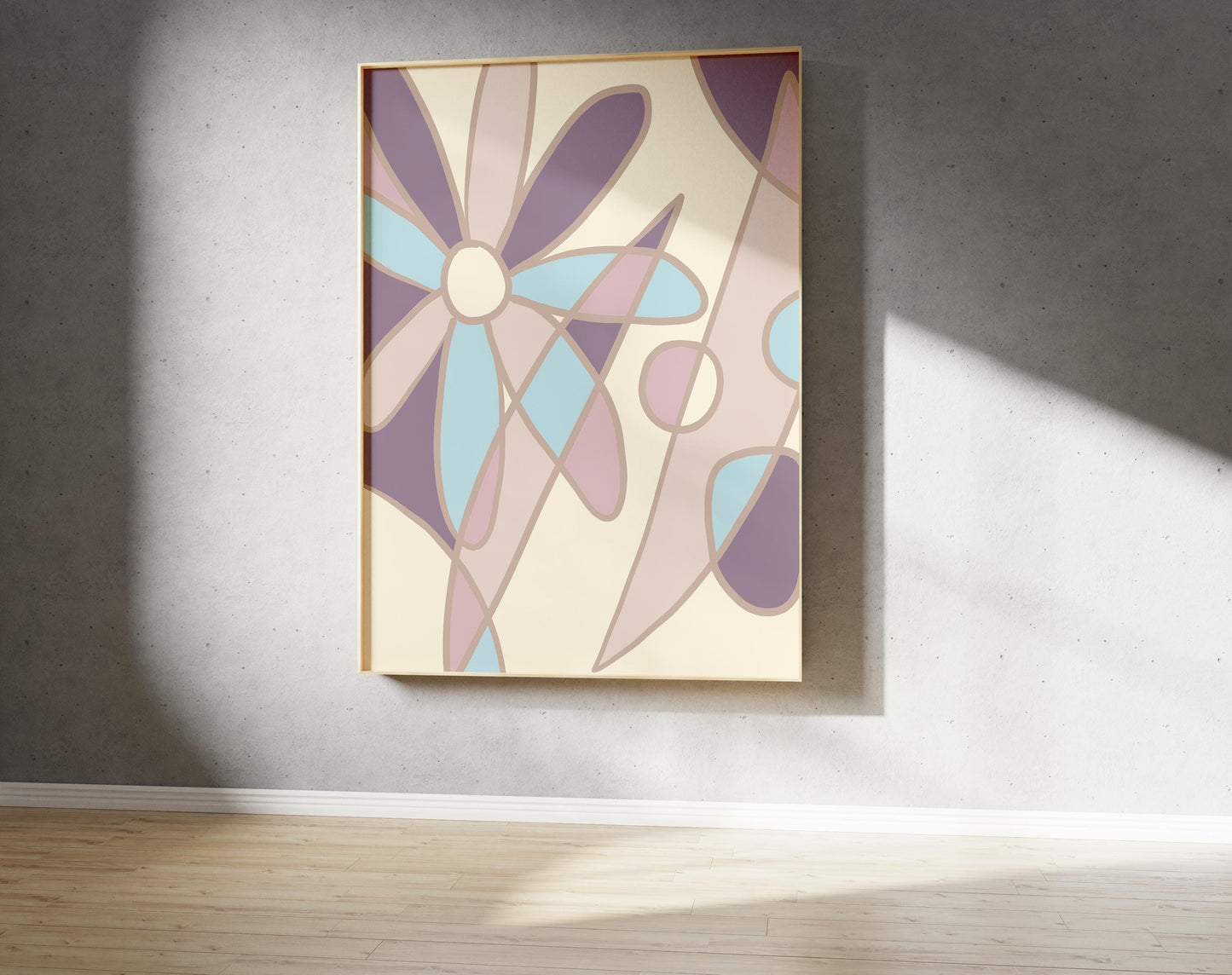 Abstract Floral Print – Illustrative Outline Flowers Stained Glass Effect (Digital Download)