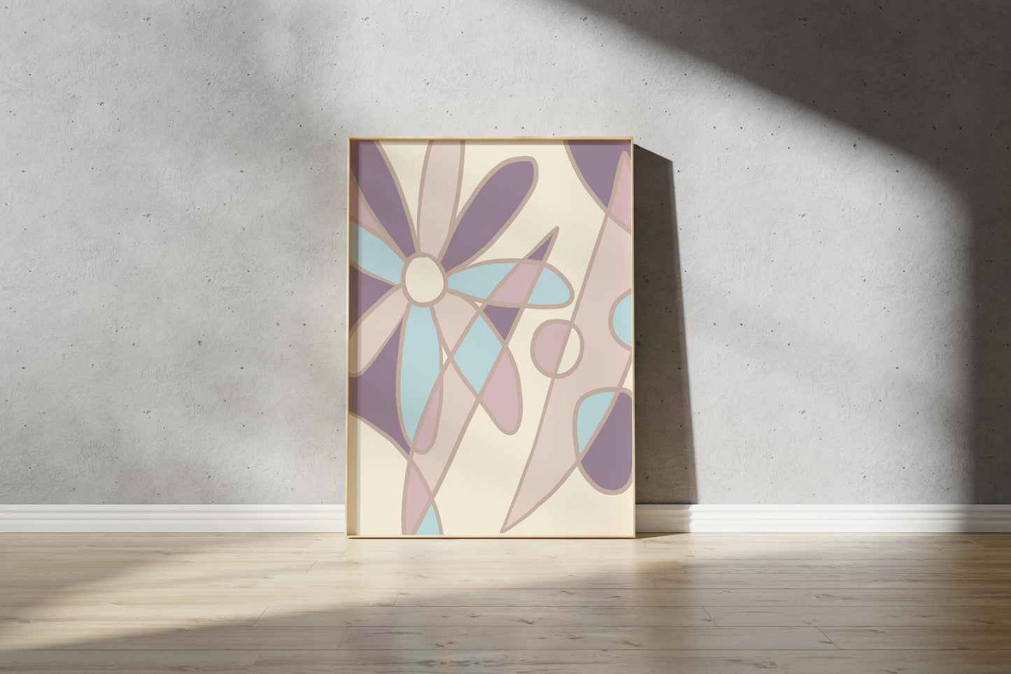 Abstract Floral Print – Illustrative Outline Flowers Stained Glass Effect (Digital Download)
