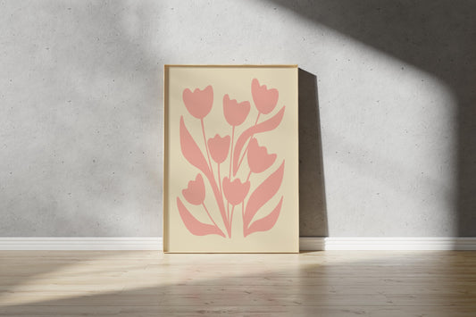 Tulip Outline Art Print – Abstract Illustration (Digital Download)