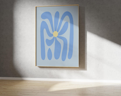 Blue Petal Fall Art  Abstract Flower Art (Digital Downloafd)