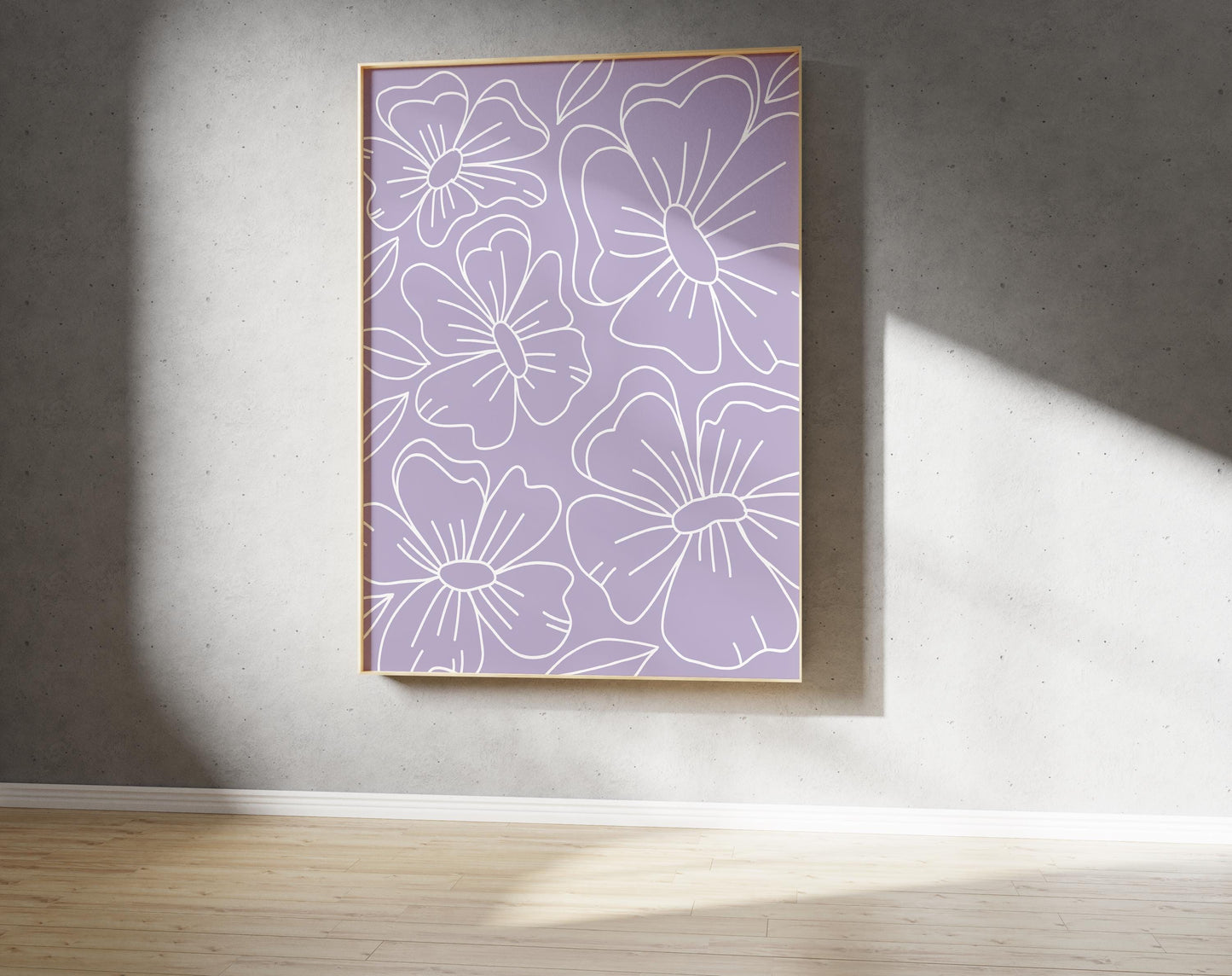 Purple Floral Outline Print – Abstract Botanical Wall Art (Digital Download)