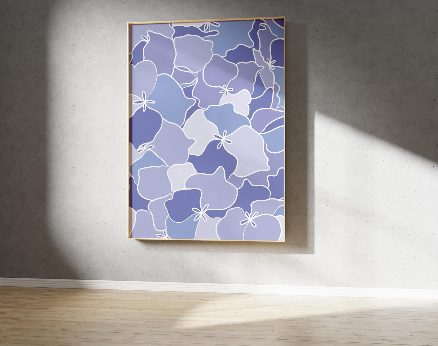 Purple Hydrangea Outline Print – Abstract Botanical Wall Art (Digital Download)