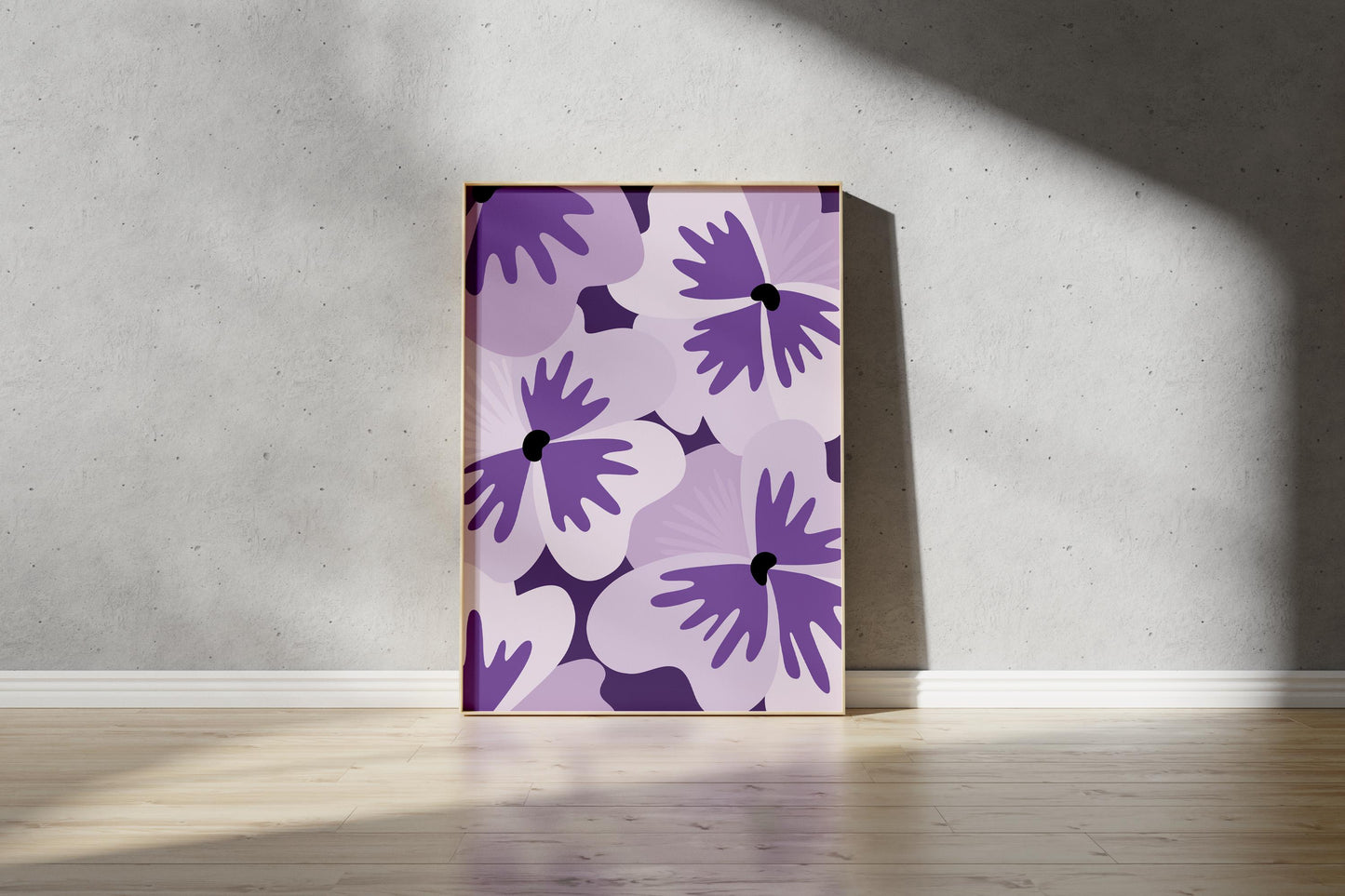 Purple Pansy Print – Abstract Botanical Wall Art (Digital Download)