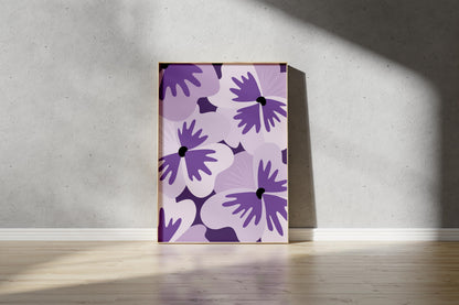 Purple Pansy Print – Abstract Botanical Wall Art (Digital Download)