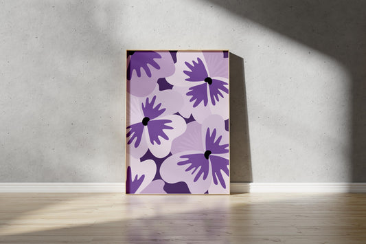 Purple Pansy Print – Abstract Botanical Wall Art (Digital Download)
