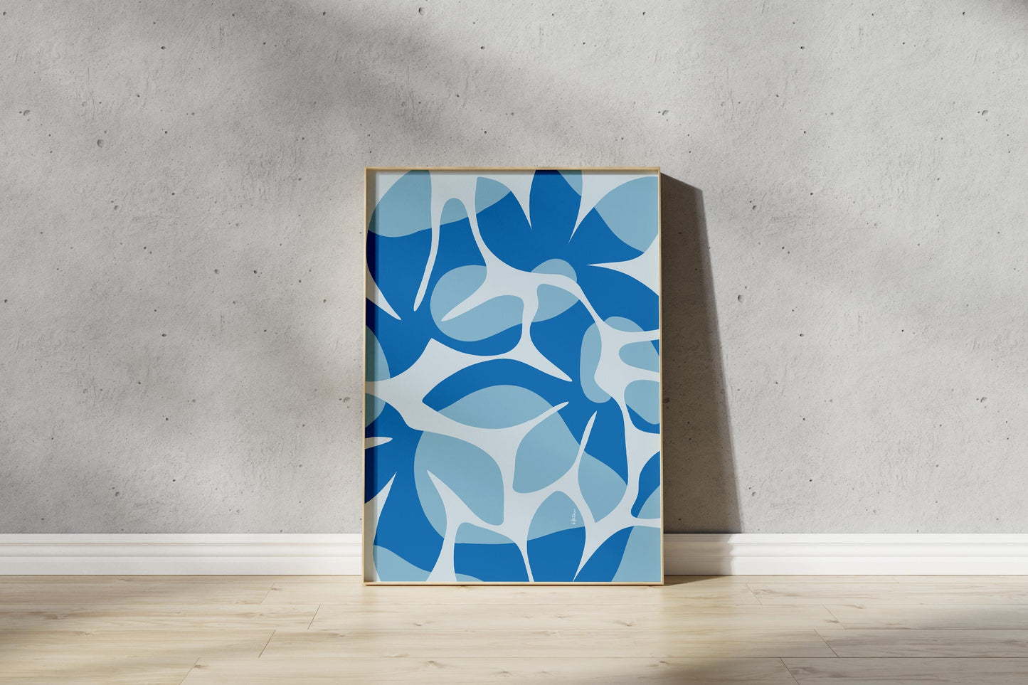 Abstract Floral Blue Print – Abstract Botanical Wall Art (Digital Download)