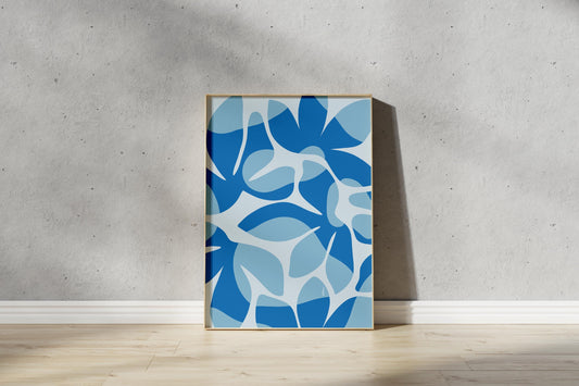 Abstract Floral Blue Print – Abstract Botanical Wall Art (Digital Download)