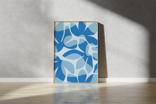 Abstract Floral Blue Print – Abstract Botanical Wall Art (Digital Download)
