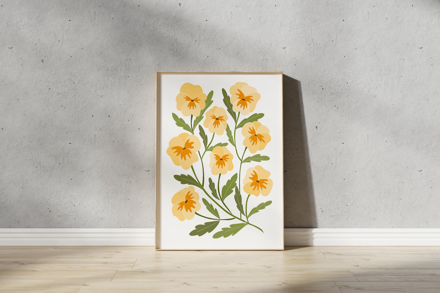 Pansy Yellow Print – Abstract Botanical Wall Art (Digital Download)