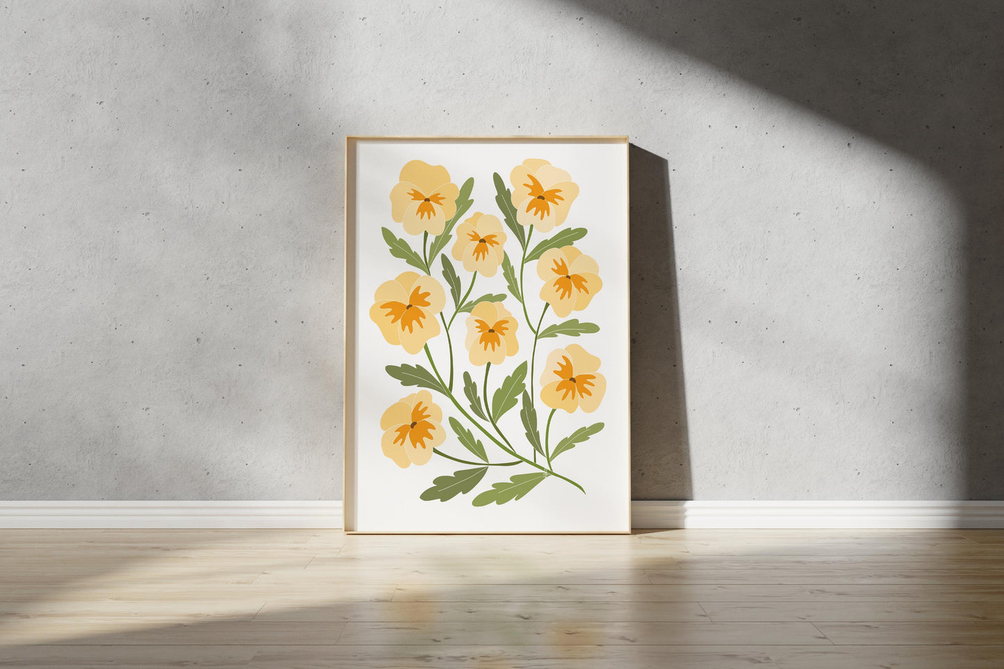 Pansy Yellow Print – Abstract Botanical Wall Art (Digital Download)