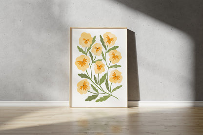 Pansy Yellow Print – Abstract Botanical Wall Art (Digital Download)
