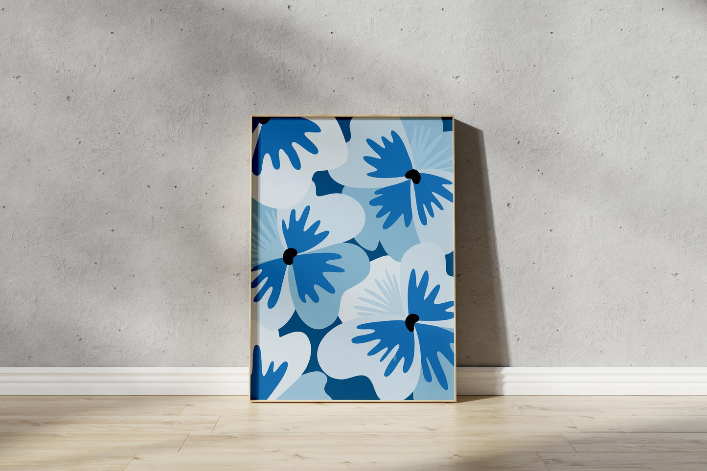 Blue Pansy Print – Abstract Botanical Wall Art (Digital Download)