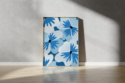 Blue Pansy Print – Abstract Botanical Wall Art (Digital Download)