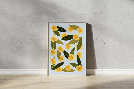 Yellow Pansy Print – Abstract Botanical Wall Art (Digital Download)
