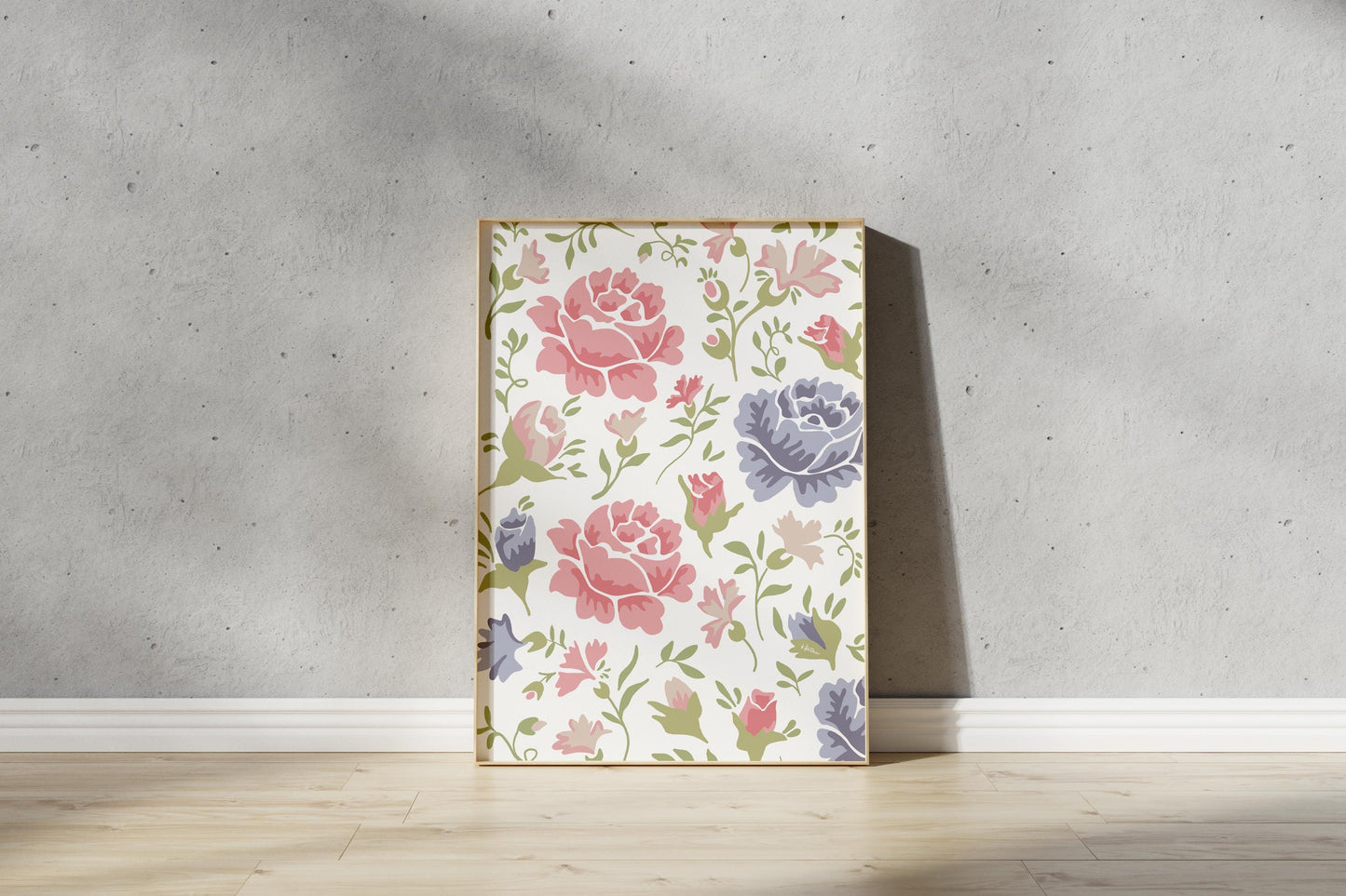 Vintage Floral Pattern Print – Flower Illustration Print  (Digital Download)