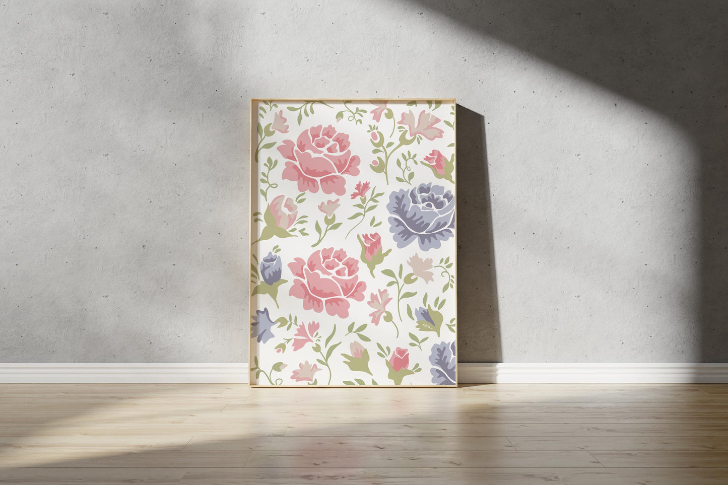 Vintage Floral Pattern Print – Flower Illustration Print  (Digital Download)