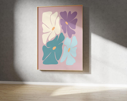 70s Style Flower Print – Abstract Floral Art (Digital Download)