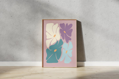 70s Style Flower Print – Abstract Floral Art (Digital Download)