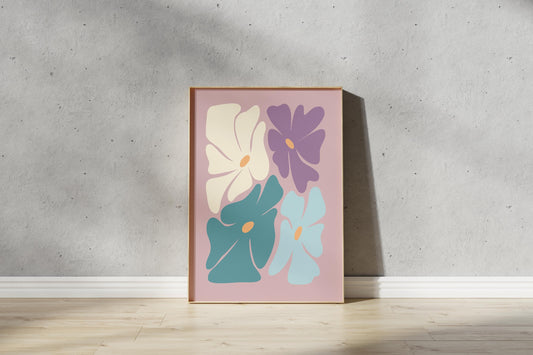 70s Style Flower Print – Abstract Floral Art (Digital Download)