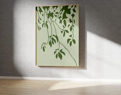 Abstract Shadow Print – Illustrative Tree Art in Green (Digital Download)